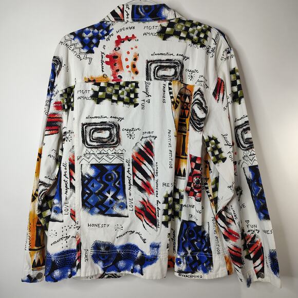 Chico’s Shaman Speaks Jacket Womens 3 / X-Large Abstract Artsy Positive Graphic - Picture 2 of 14